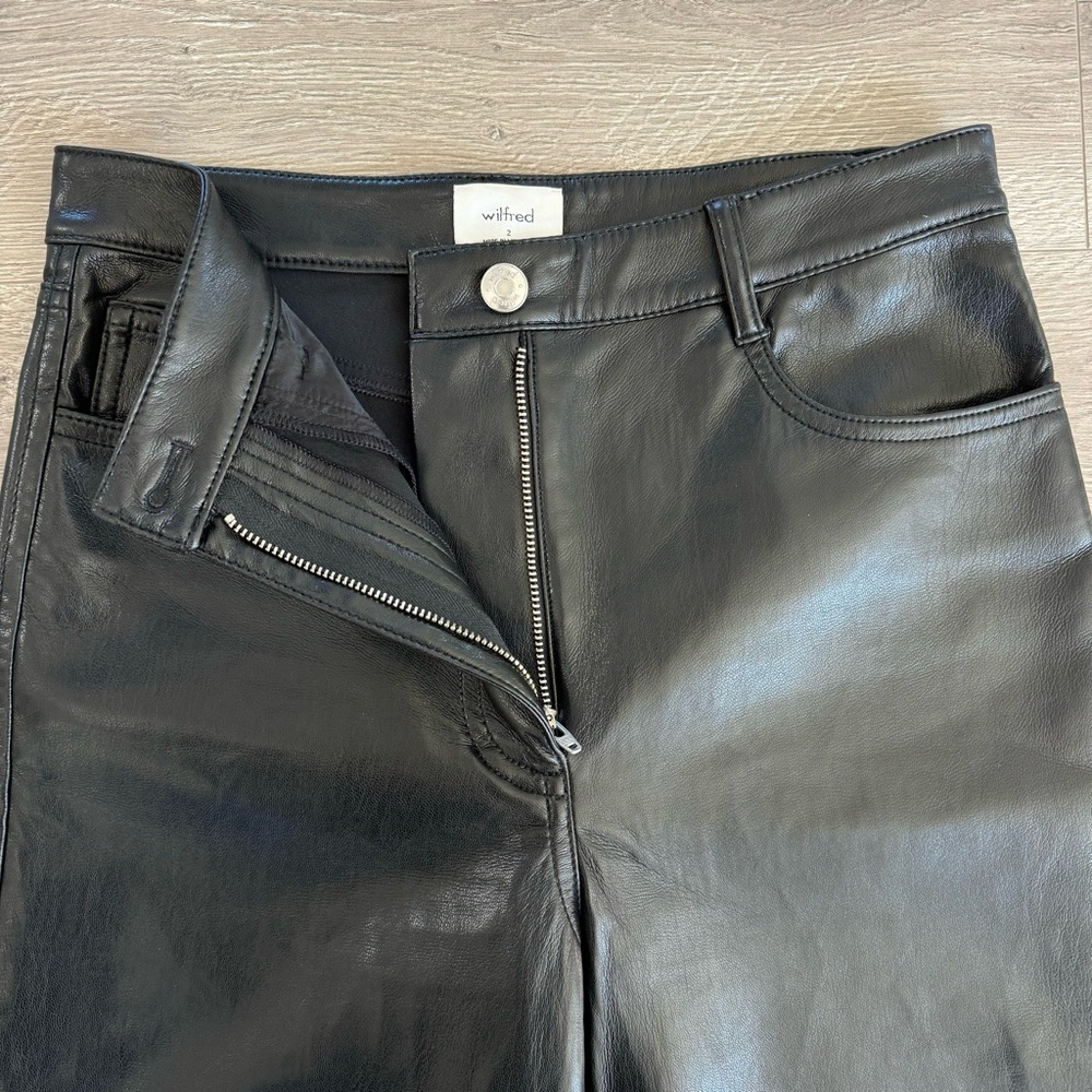 Aritzia Wilfred Melina High Rise Vegan Faux Leather Pants Black Size 2 - Picture 5 of 16
